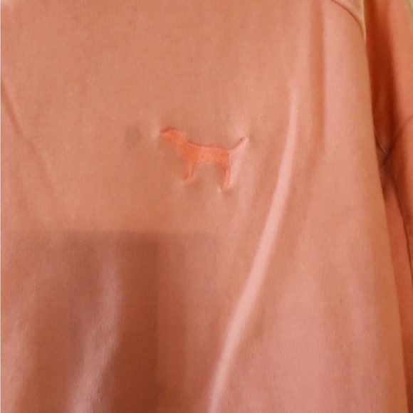 Victoria secret pink peach hooded cropped sweater size xs oversized - Picture 2 of 4
